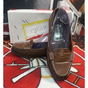 Women Busskenss‎ BROWN Leather Penny Loafer Low Heel Slip On Shoes 7 1/2 Med